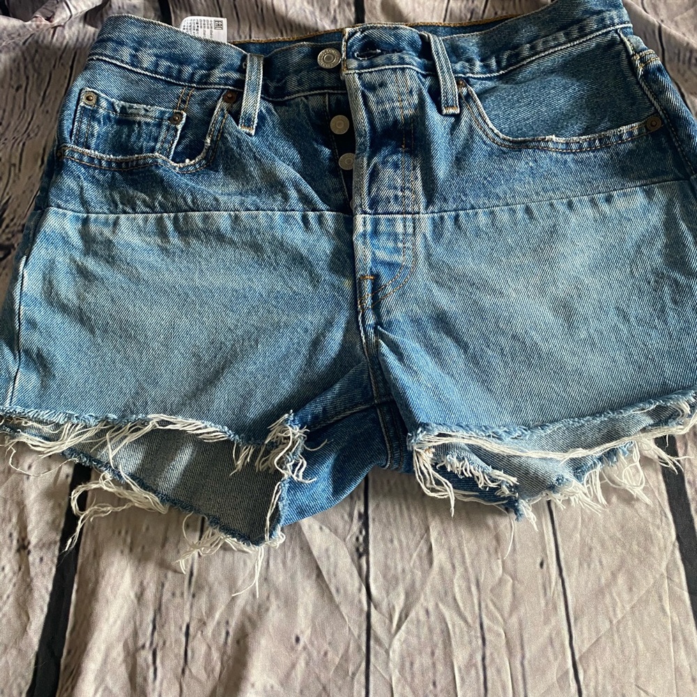 Levi's Blue Distressed Jean Shorts